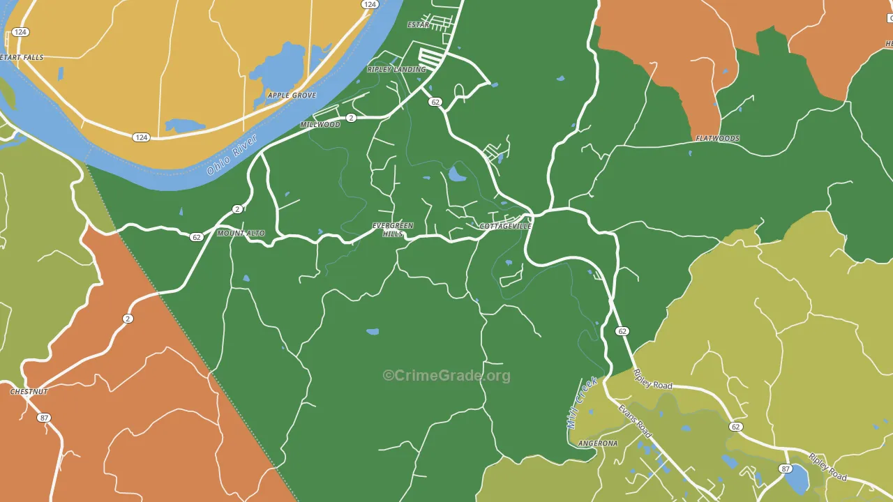 Cottageville, WV Map of Theft Rates