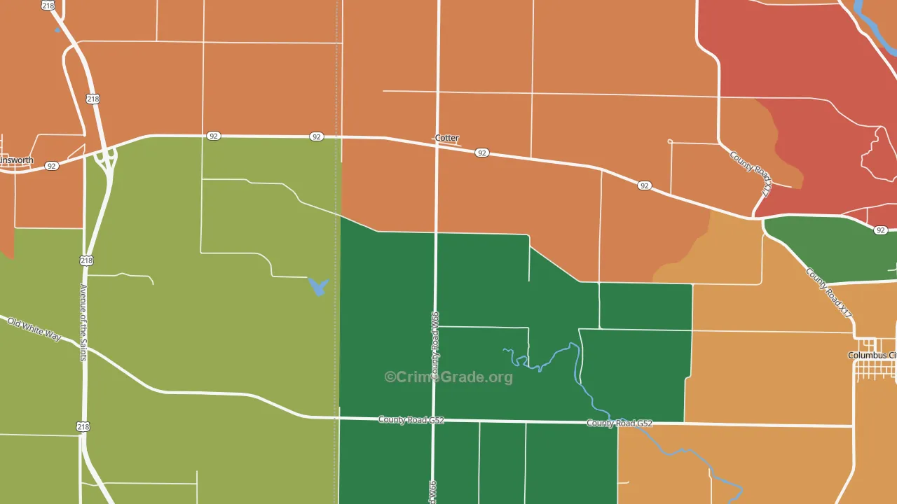 Cotter, IA Map of Theft Rates