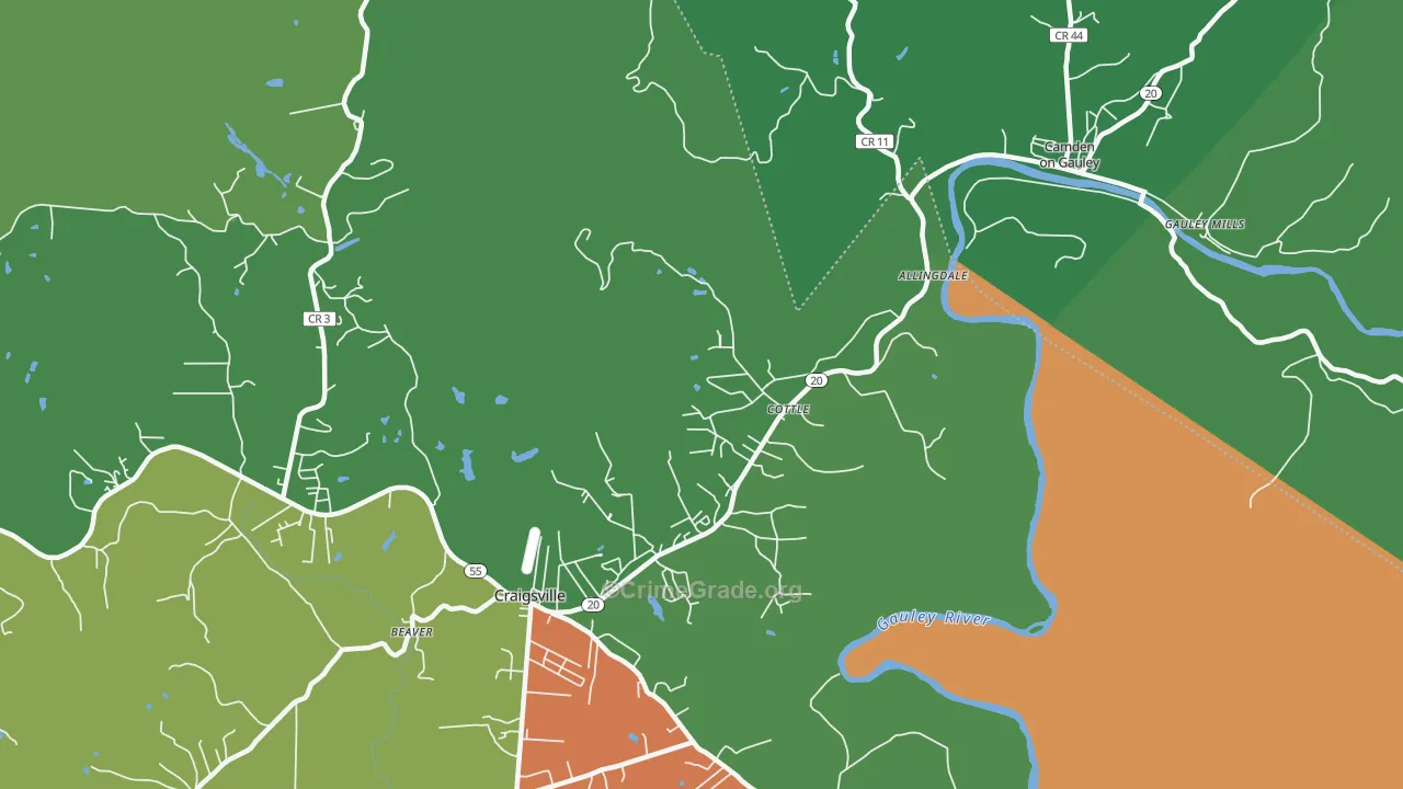 Cottle, WV Map of Theft Rates