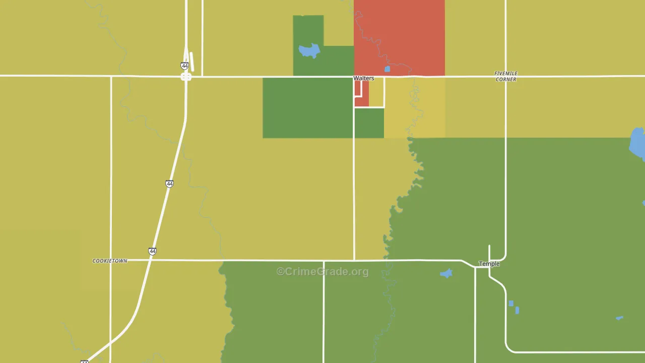 Cotton County, OK Map of Theft Rates