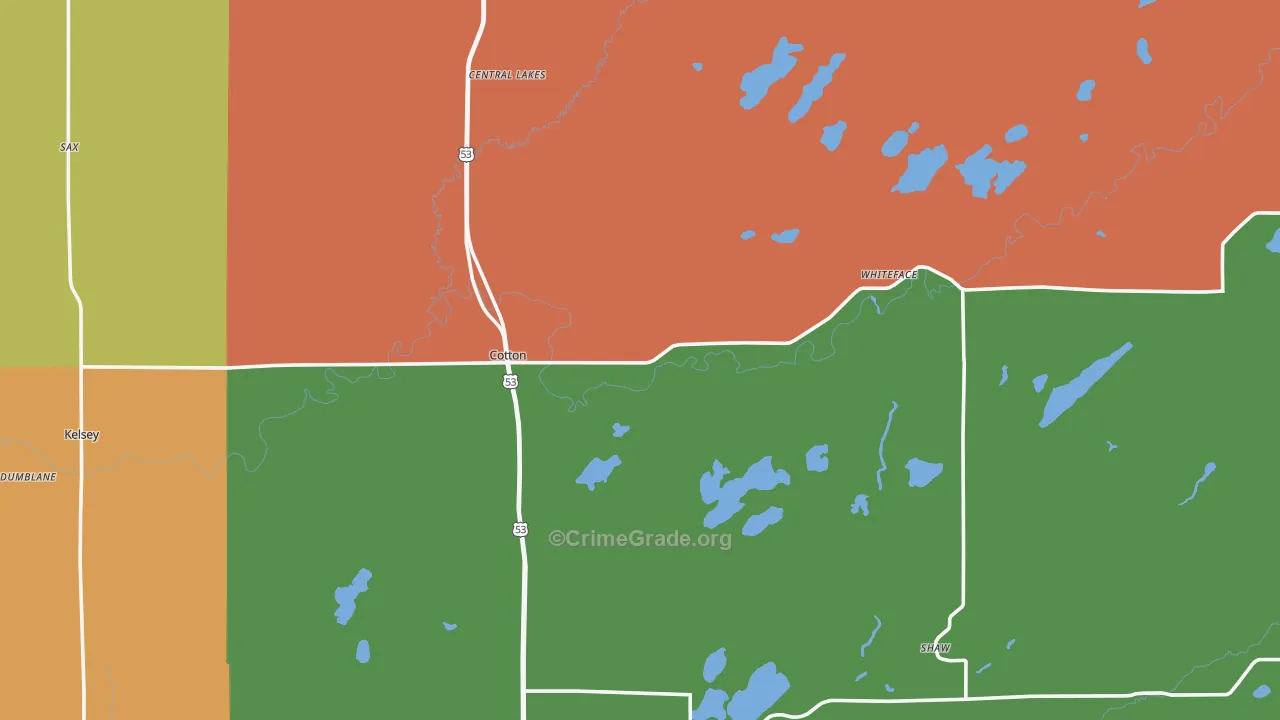 Cotton, MN Map of Theft Rates