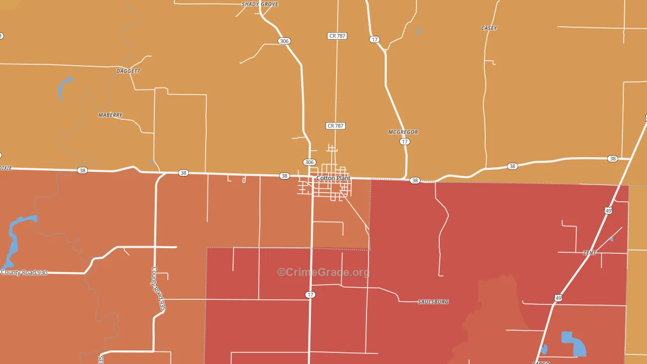 Cotton Plant, AR Map of Theft Rates