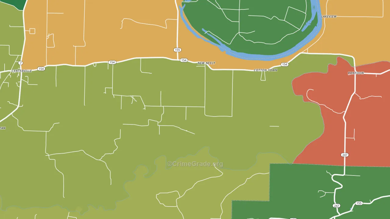 Cotton Town, AR Map of Theft Rates