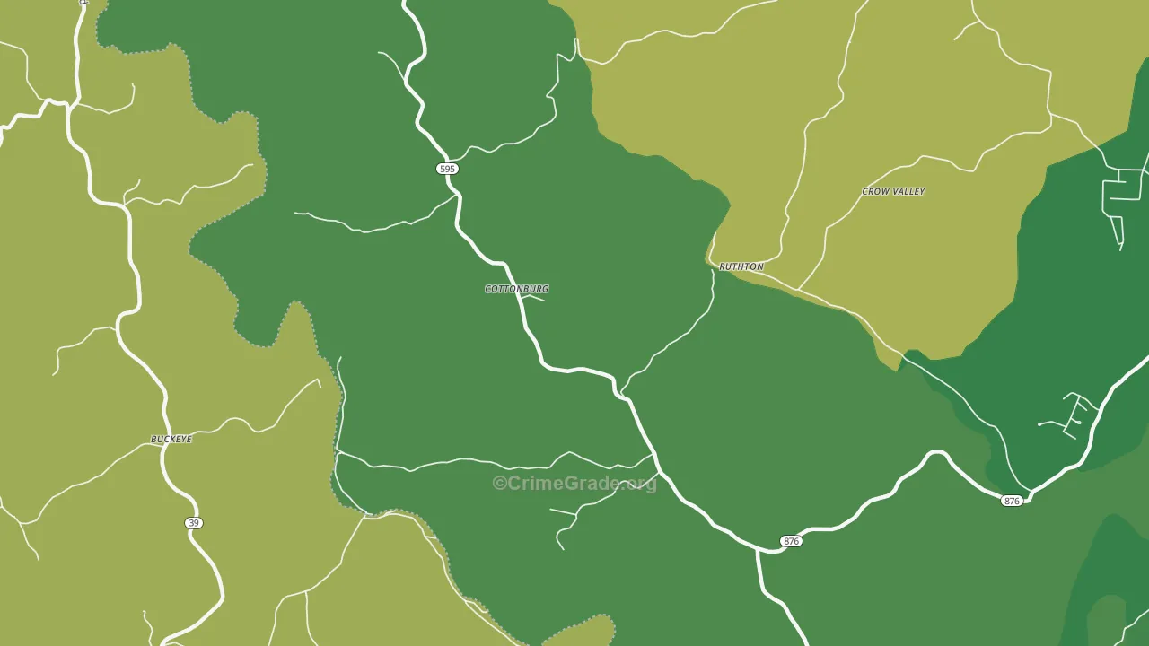 Cottonburg, KY Map of Theft Rates