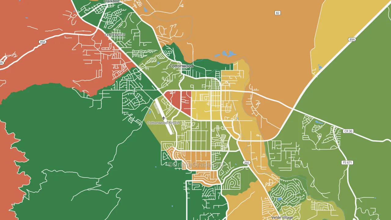 Cottonwood, AZ Map of Theft Rates