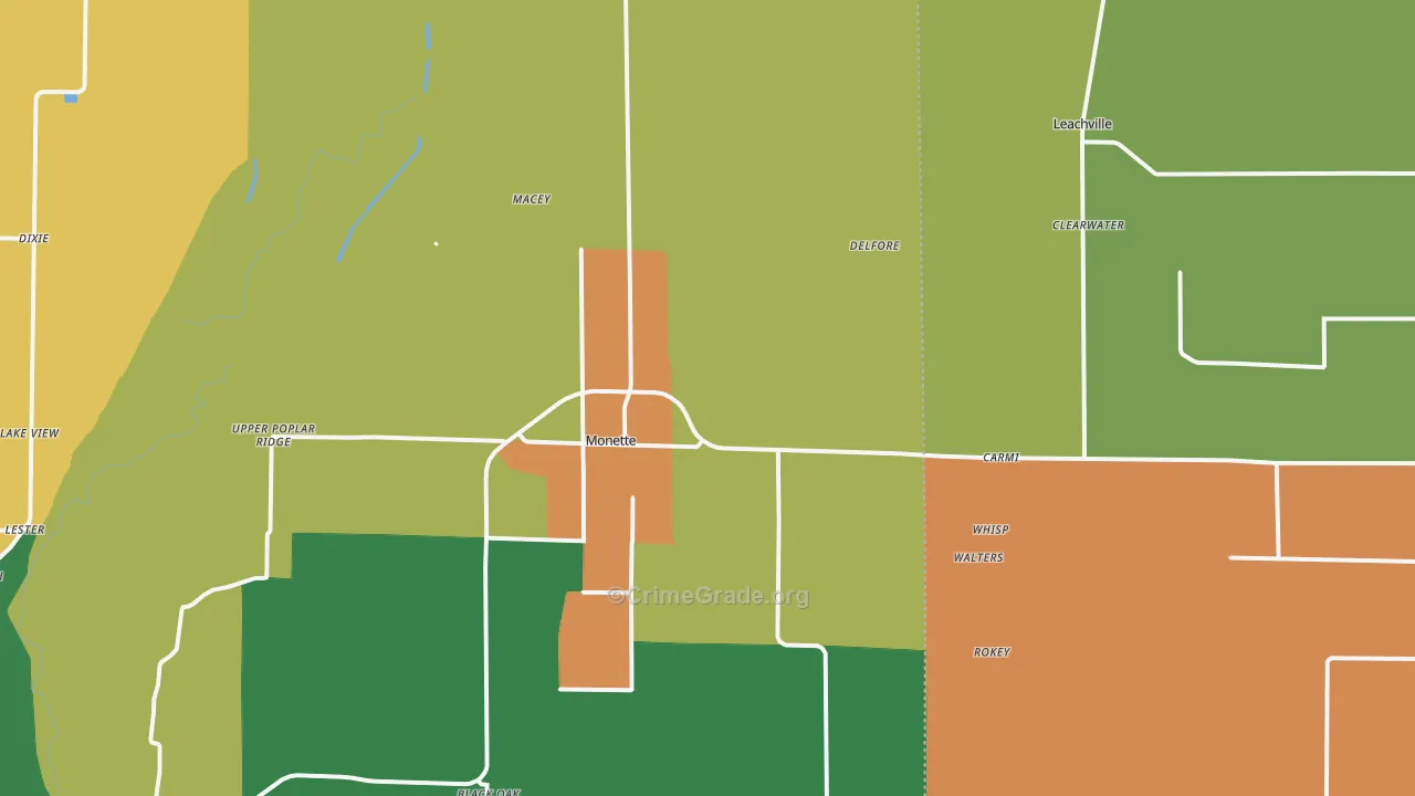 Cottonwood Corner, AR Map of Theft Rates