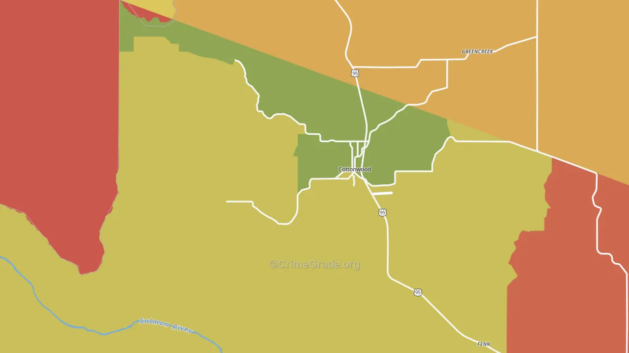 Cottonwood, ID Map of Theft Rates