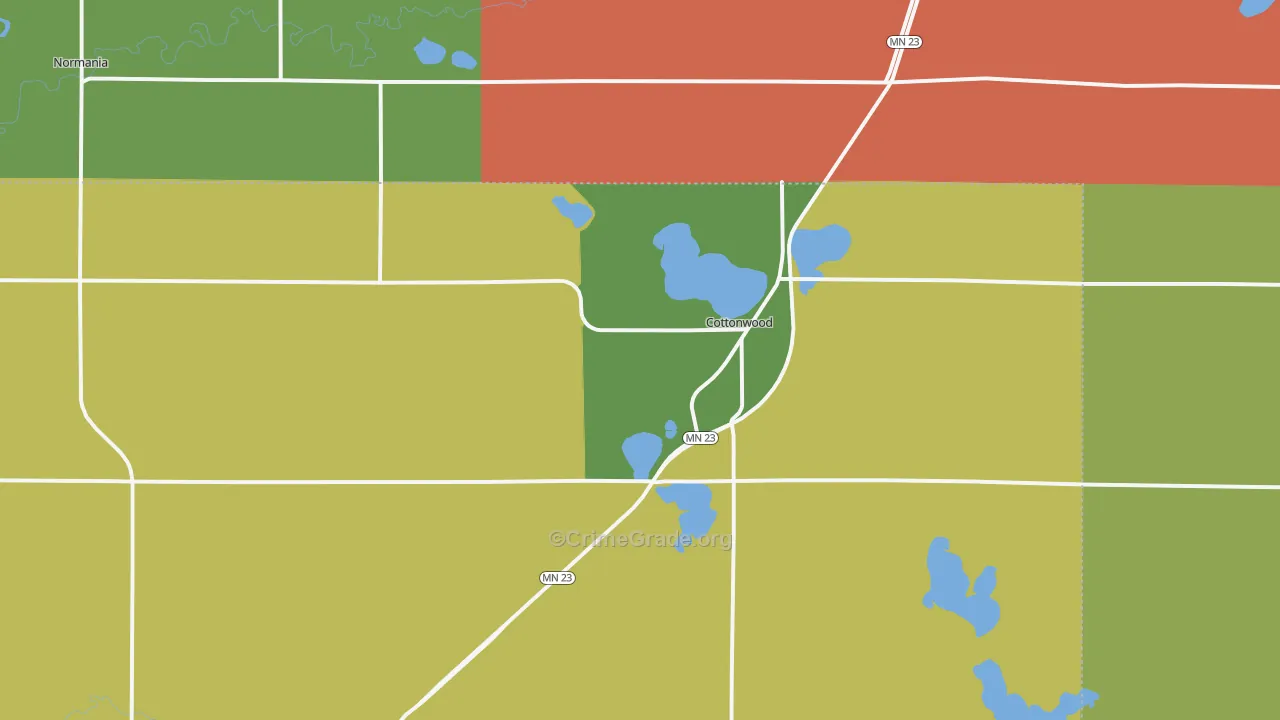 Cottonwood, MN Map of Theft Rates
