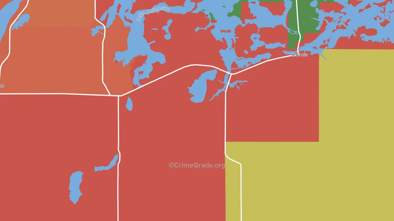 Couderay, WI Map of Theft Rates
