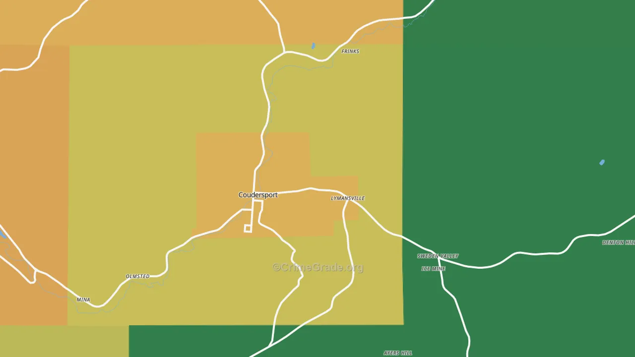Coudersport, PA Map of Theft Rates