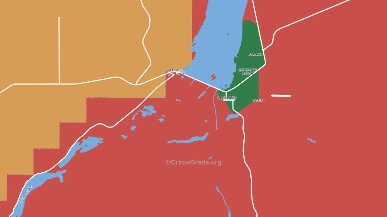 Coulee City, WA Map of Theft Rates