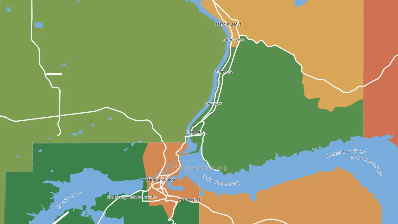 Coulee Dam, WA Map of Theft Rates