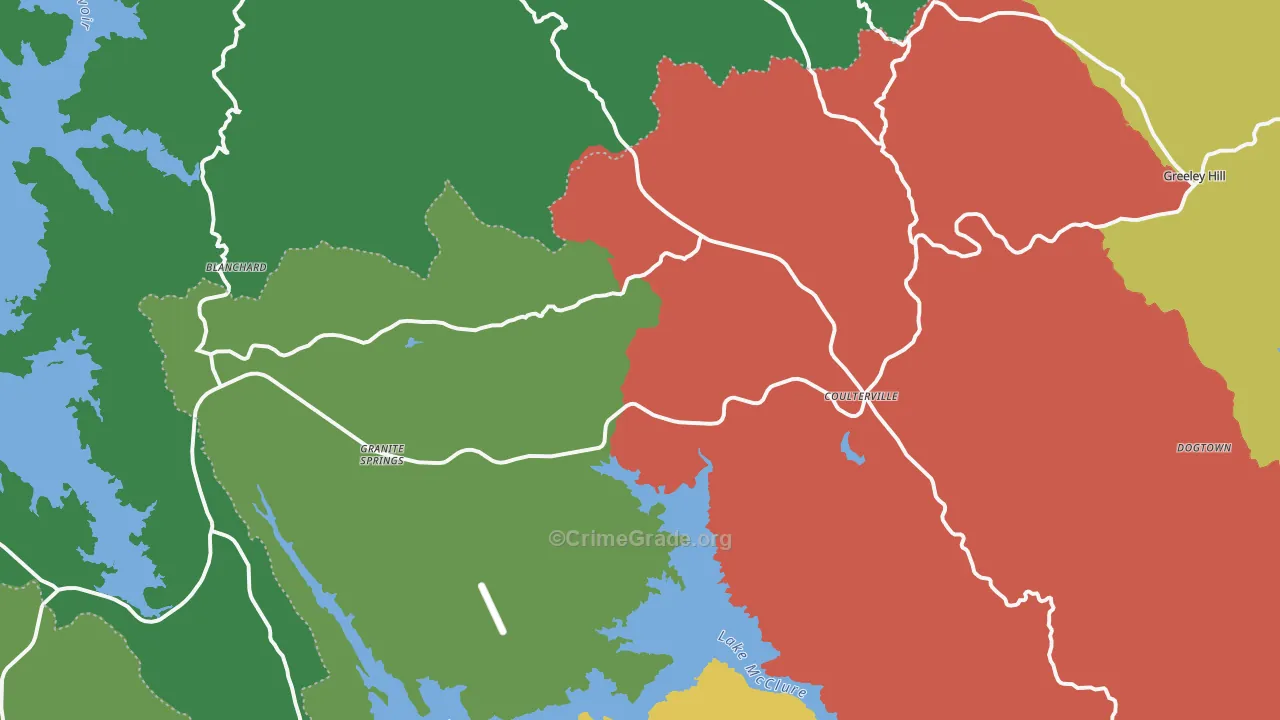 Coulterville, CA Map of Theft Rates