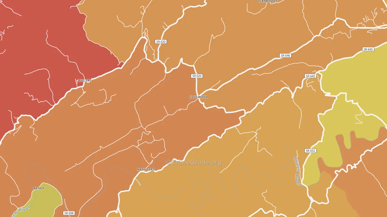 Coulwood, VA Map of Theft Rates