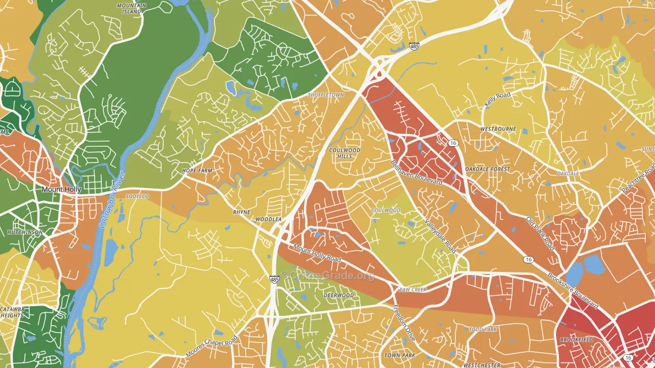 Coulwood West, Charlotte, NC Map of Theft Rates