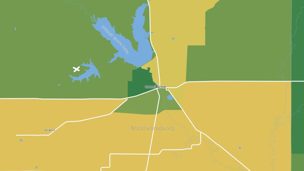 Council Grove, KS Map of Theft Rates