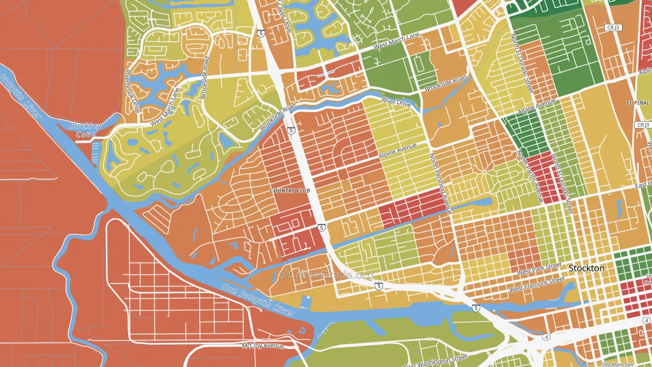 Country Club, CA Map of Theft Rates