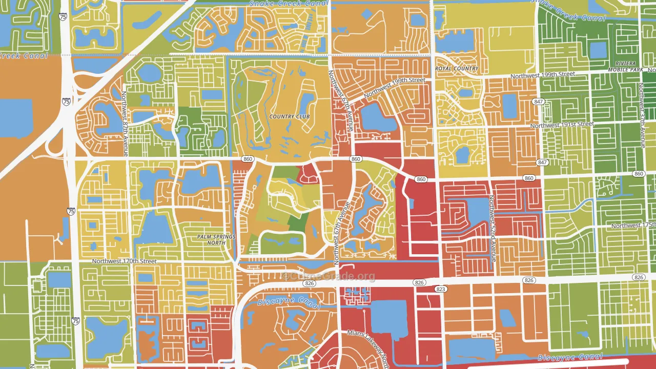 Country Club, FL Map of Theft Rates