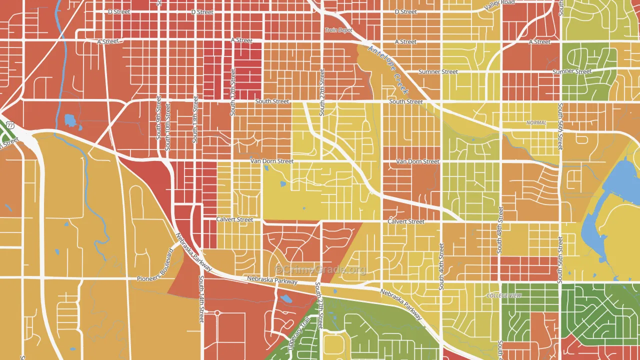 Country Club, Lincoln, NE Map of Theft Rates