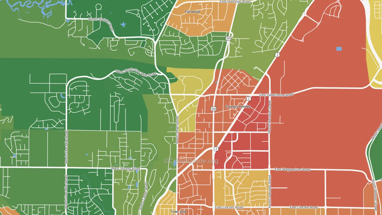 Country Homes, WA Map of Theft Rates