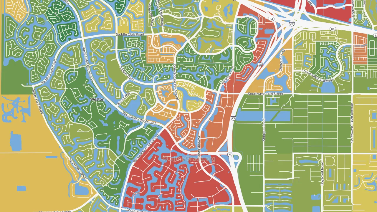Country Isles, Weston, FL Map of Theft Rates