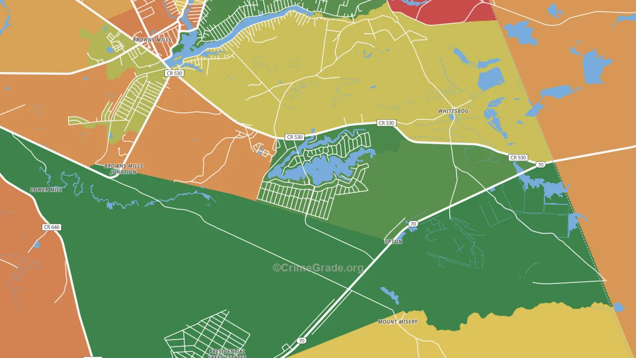 Country Lake Estates, NJ Map of Theft Rates