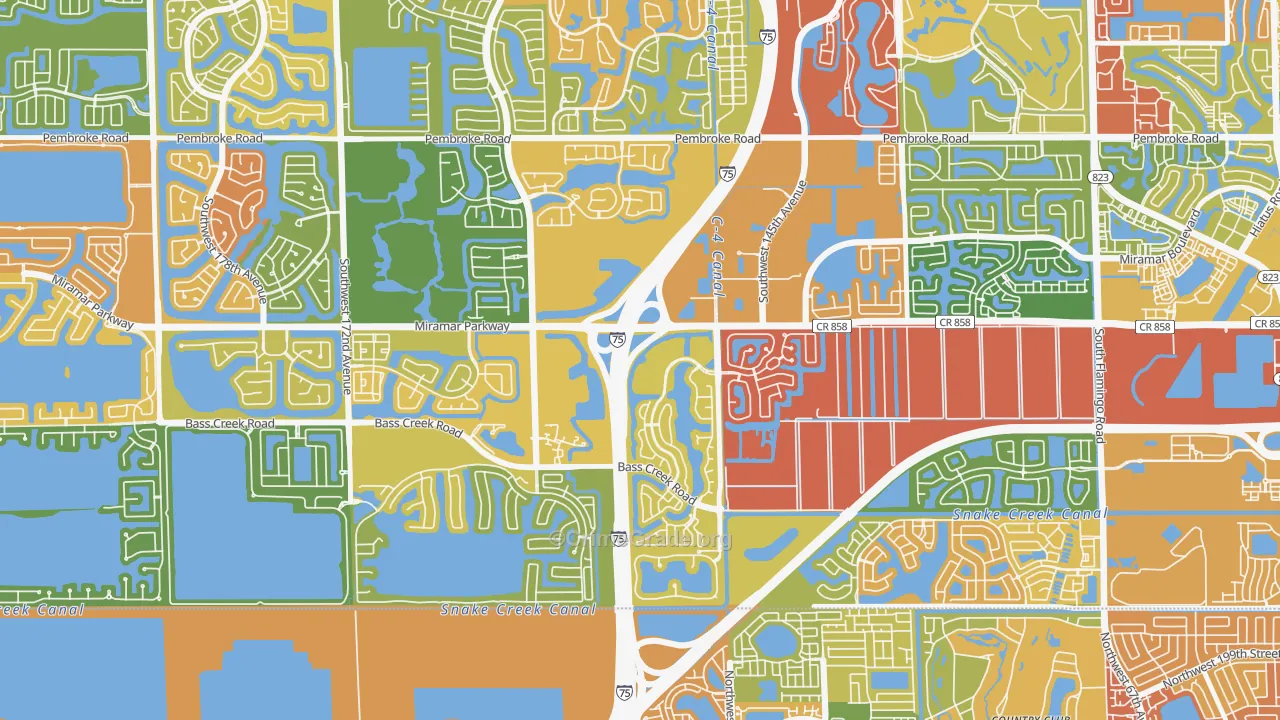 Country Lakes, Miramar, FL Map of Theft Rates
