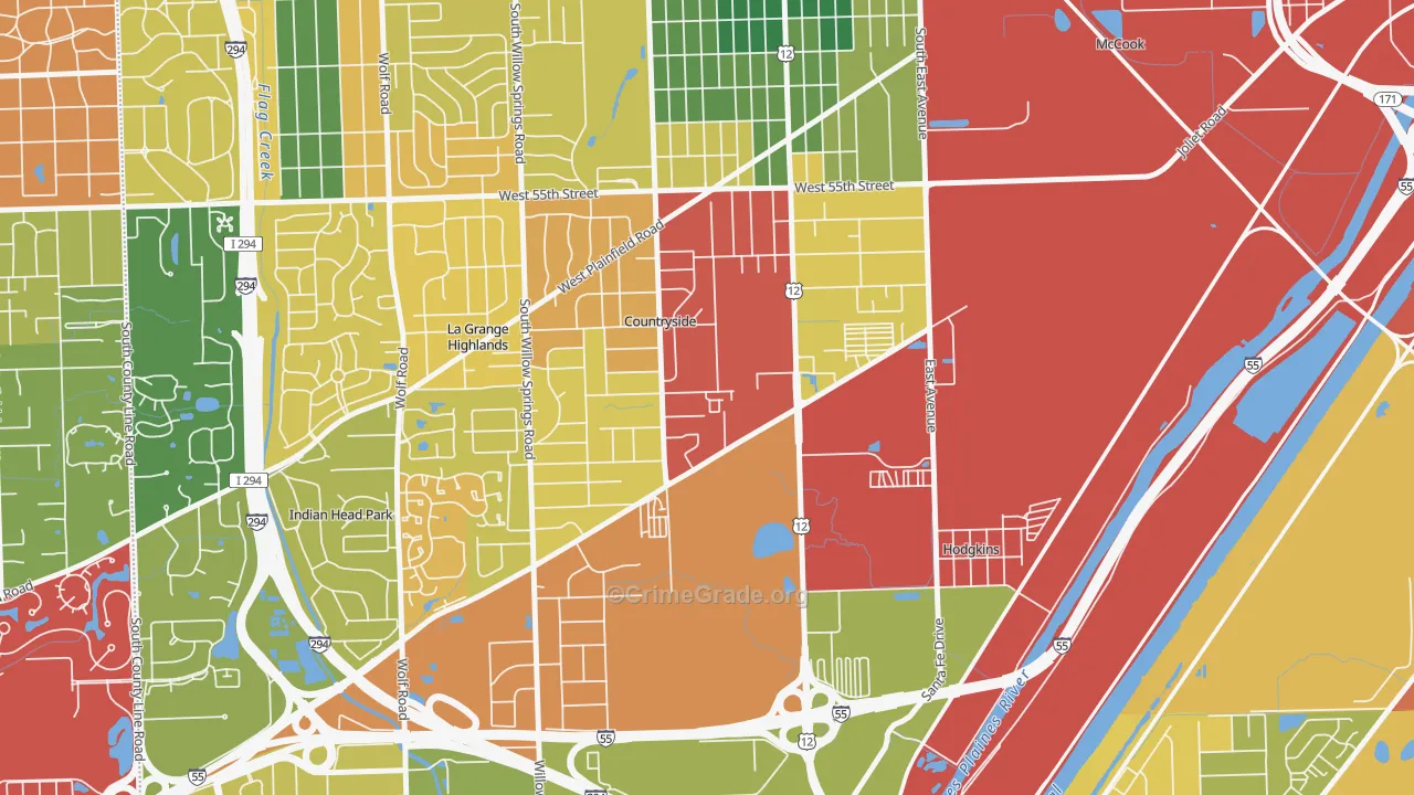 Countryside, IL Map of Theft Rates