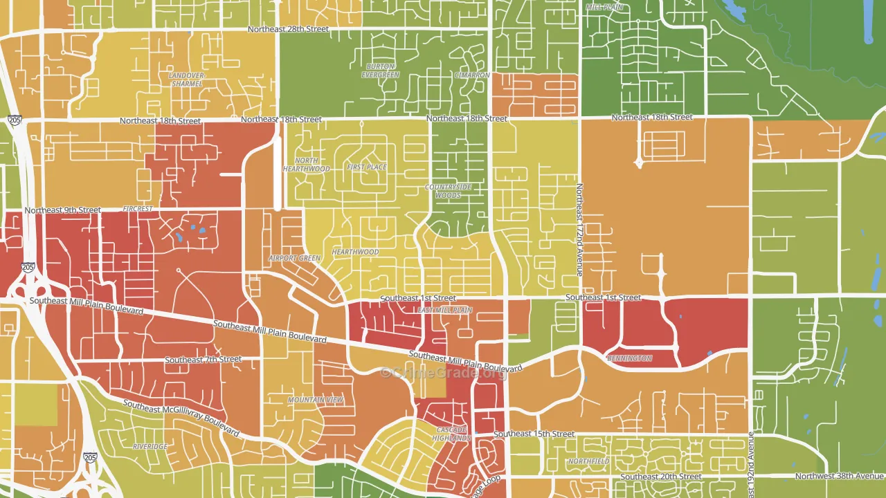 Countryside Woods, Vancouver, WA Map of Theft Rates