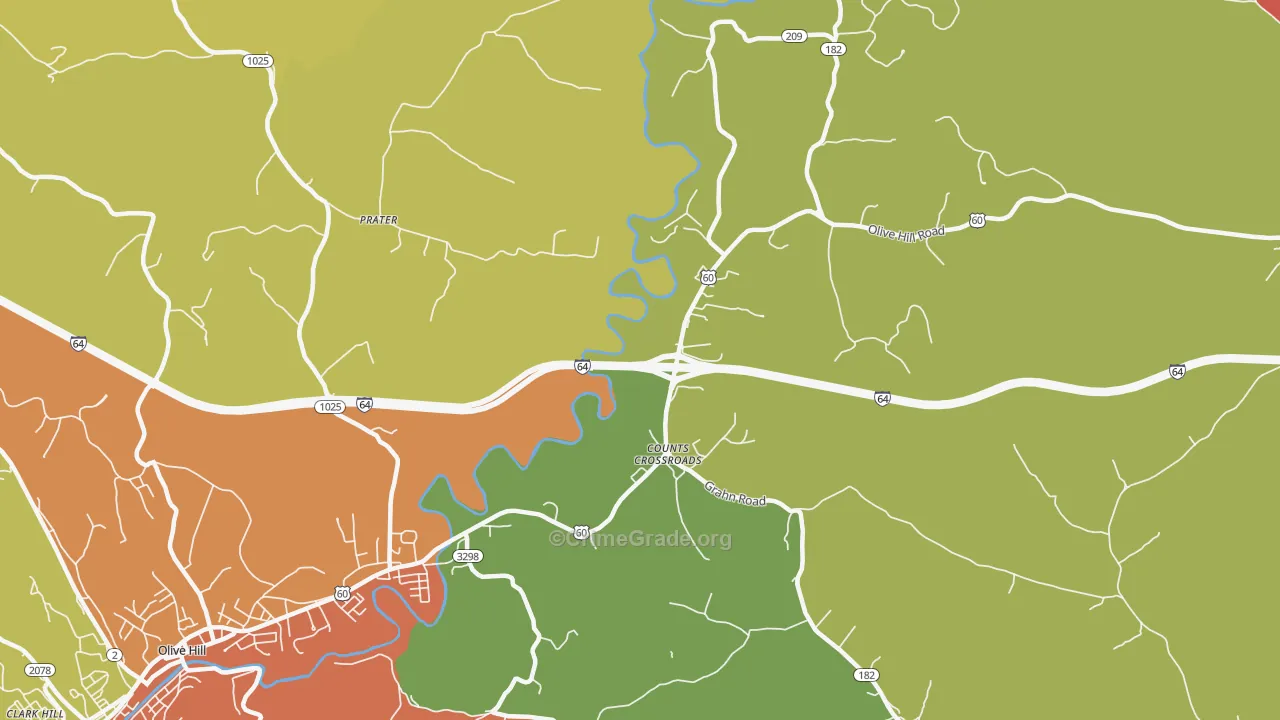 Counts Crossroads, KY Map of Theft Rates