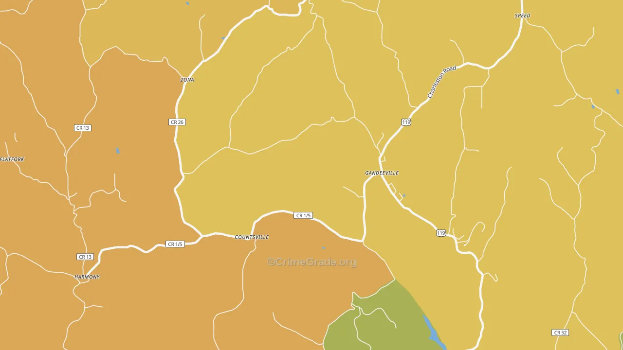 Countsville, WV Map of Theft Rates