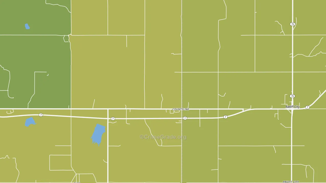Countyline, OK Map of Theft Rates
