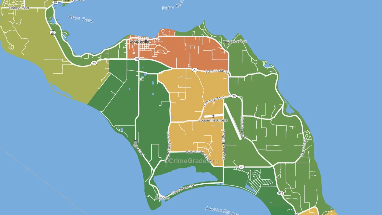 Coupeville, WA Map of Theft Rates
