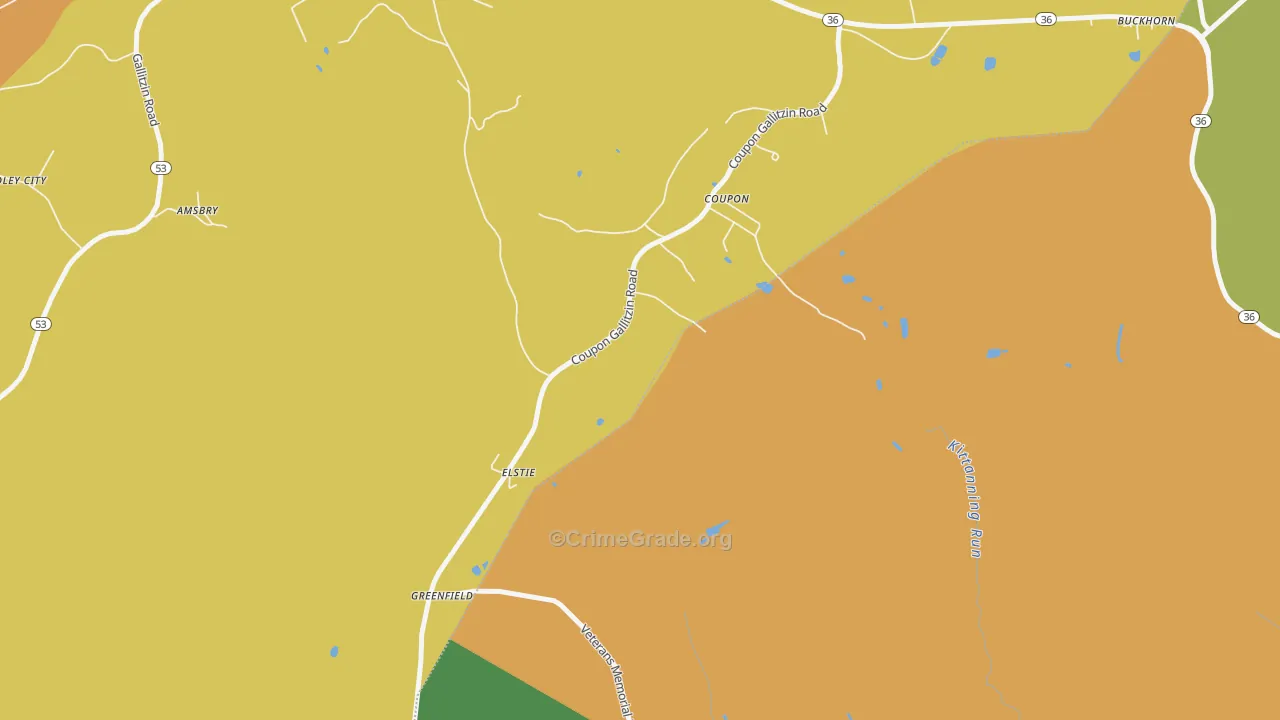 Coupon, PA Map of Theft Rates