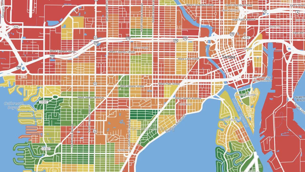 Courier City, Tampa, FL Map of Theft Rates