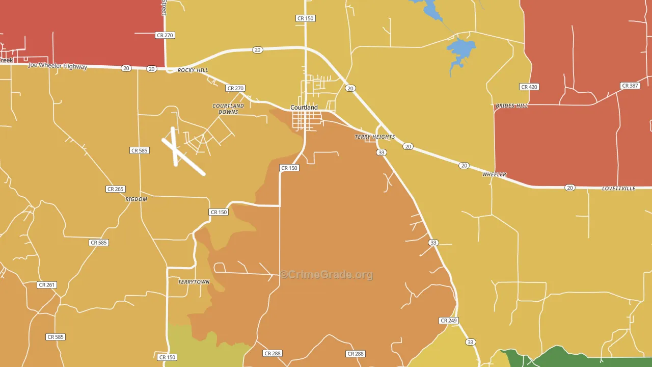 Courtland, AL Map of Theft Rates