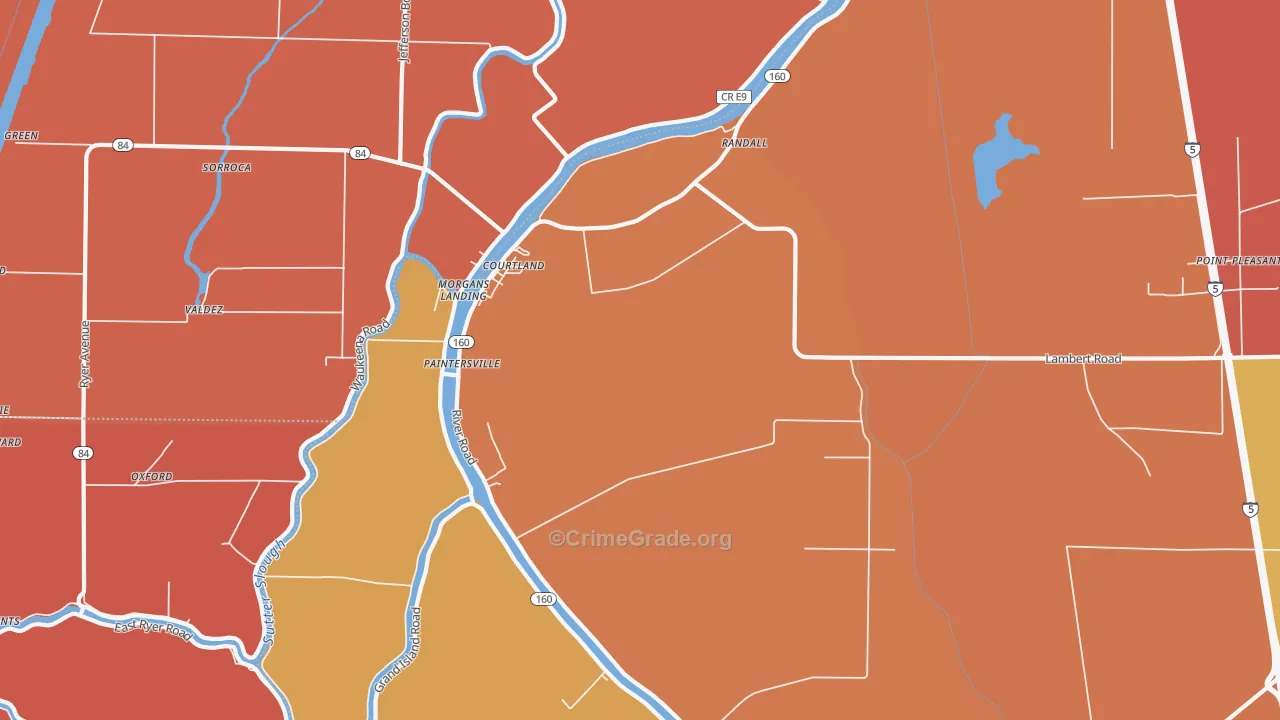 Courtland, CA Map of Theft Rates