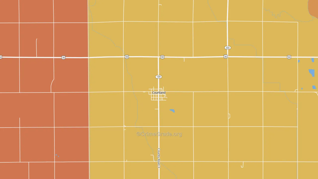 Courtland, KS Map of Theft Rates