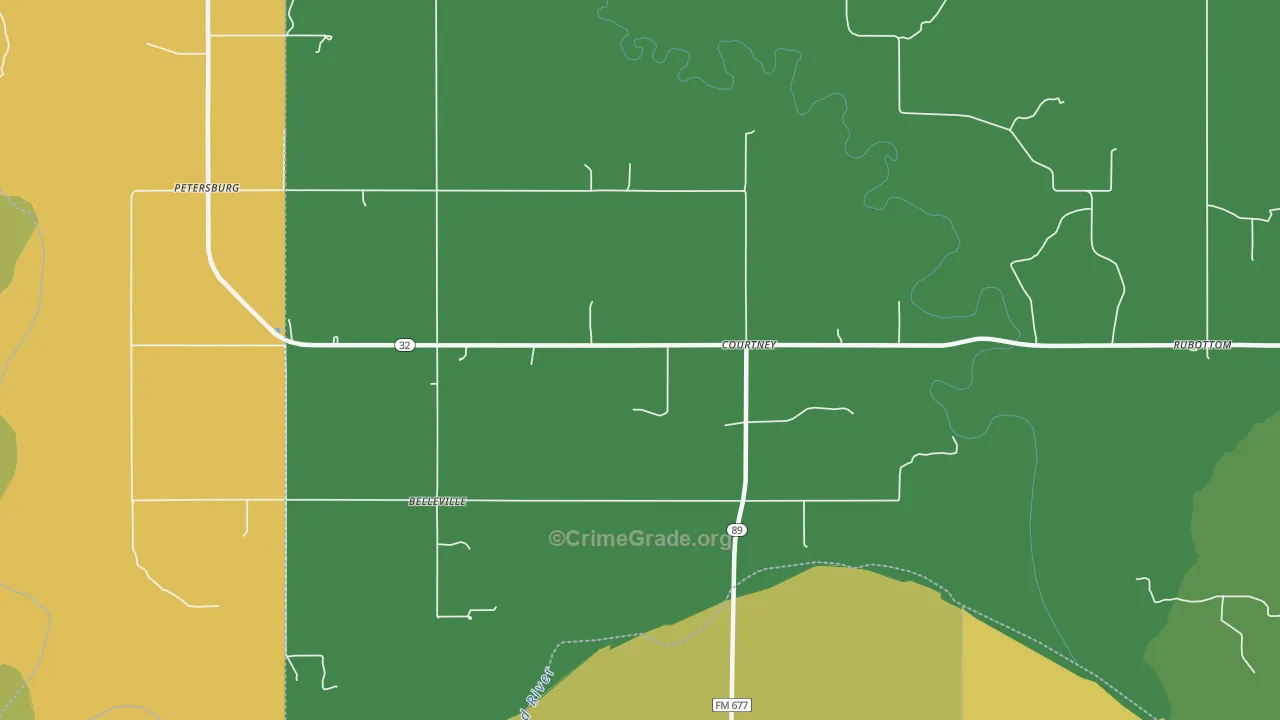 Courtney, OK Map of Theft Rates