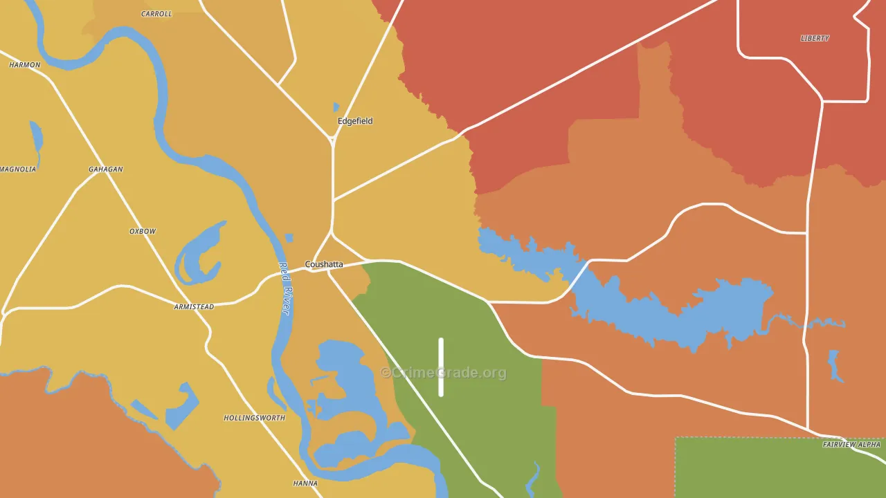 Coushatta, LA Map of Theft Rates