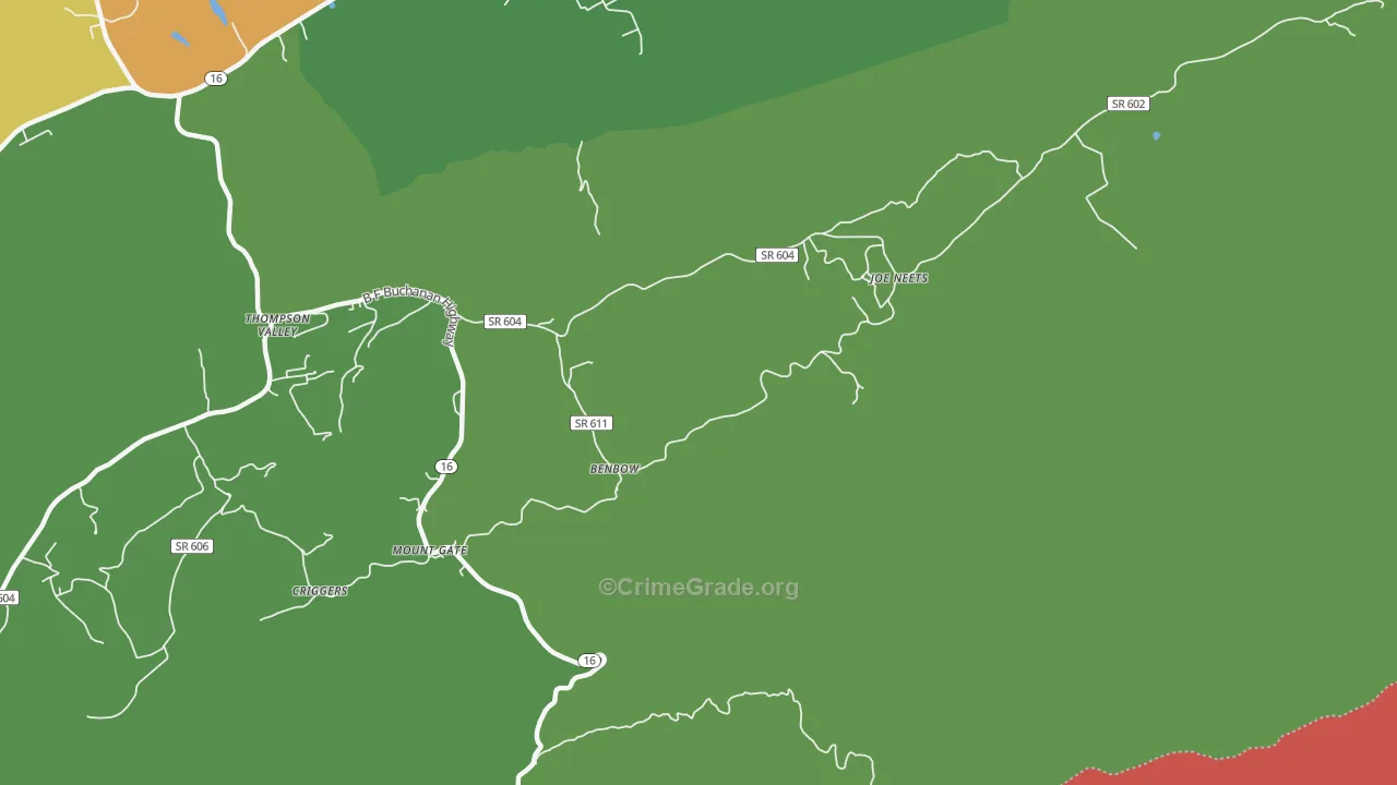 Cove Creek, VA Map of Theft Rates