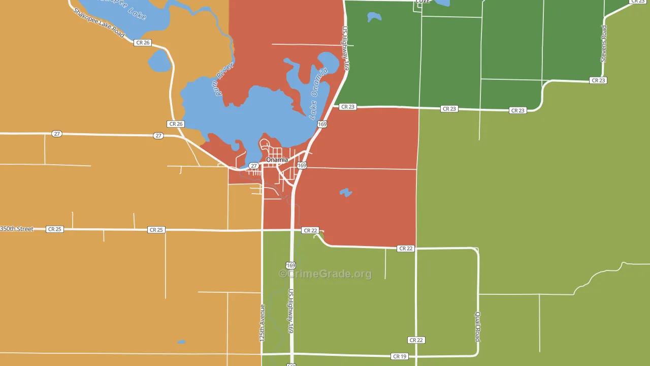 Cove, MN Map of Theft Rates