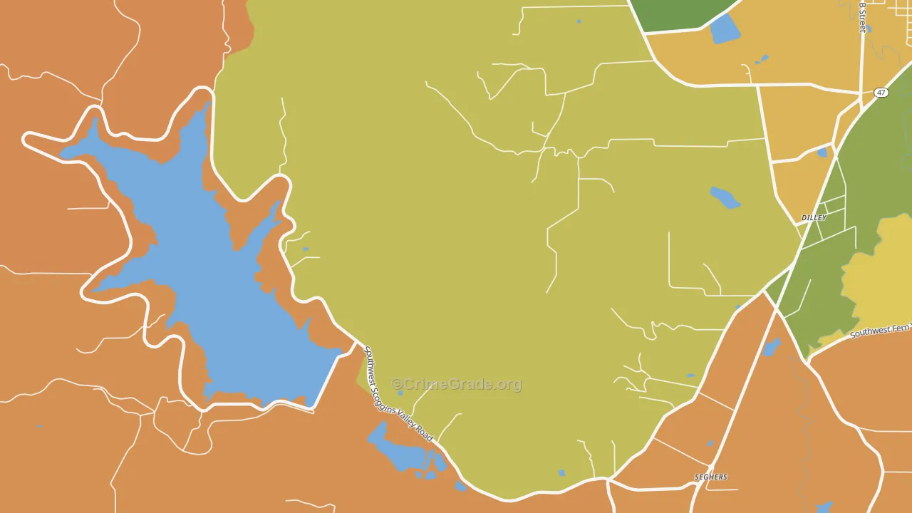 Cove Orchard, OR Map of Theft Rates