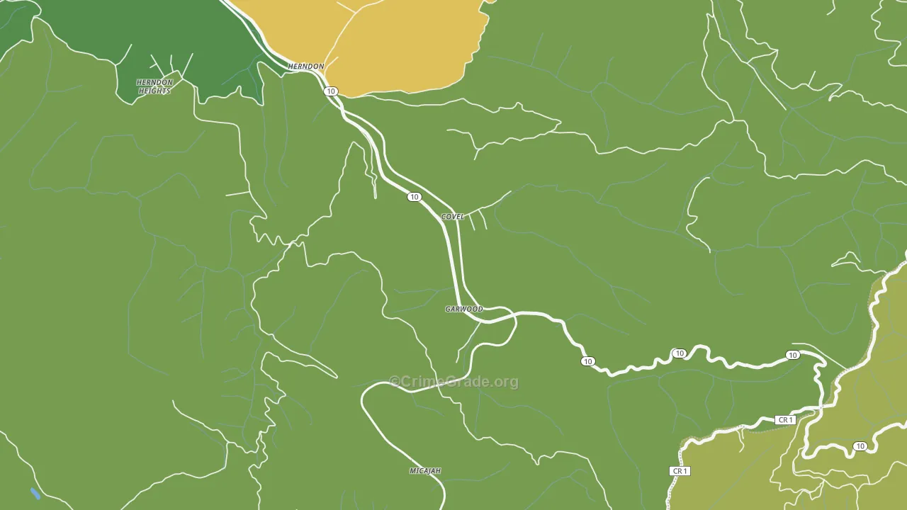 Covel, WV Map of Theft Rates