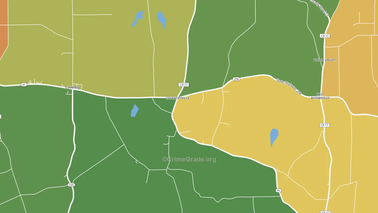 Coventryville, NY Map of Theft Rates