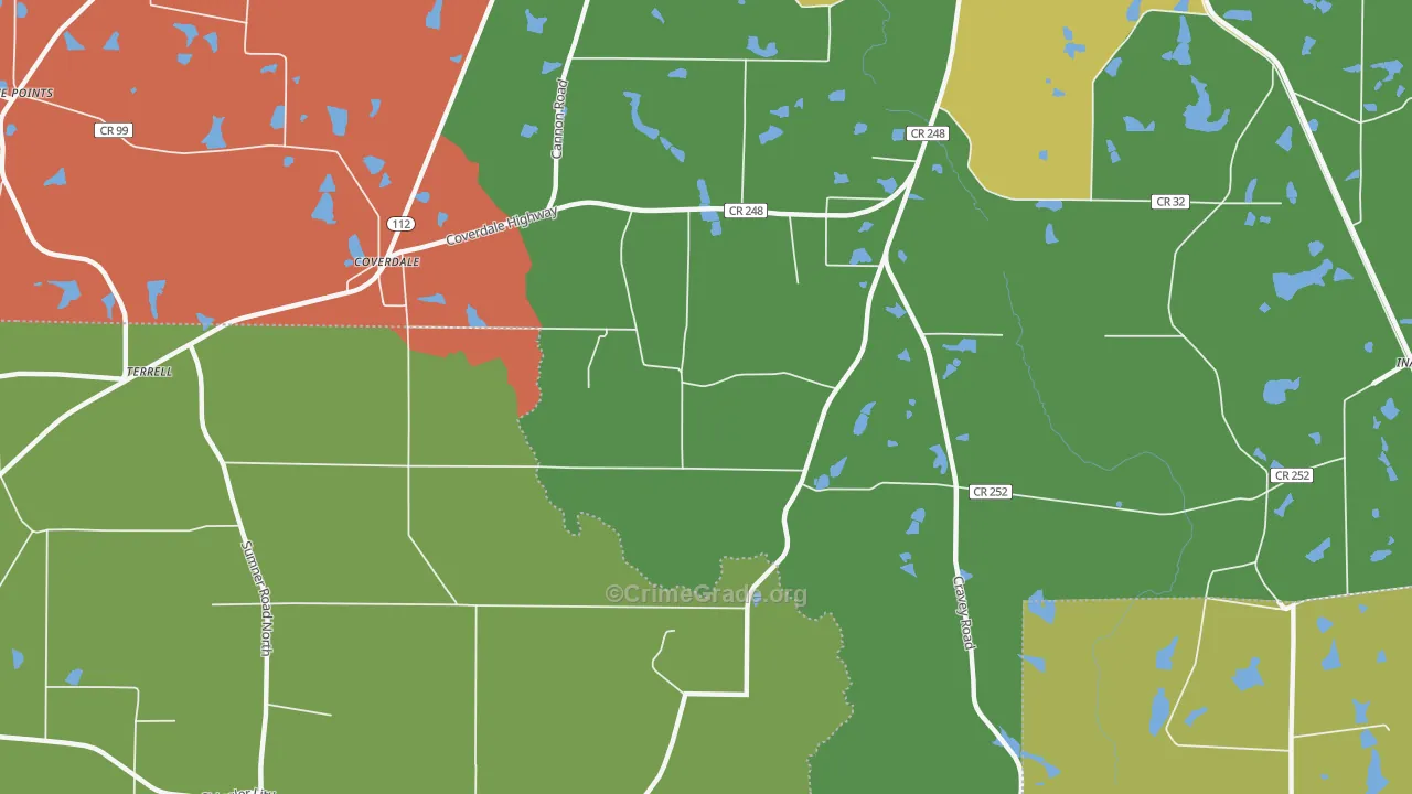 Coverdale, GA Map of Theft Rates