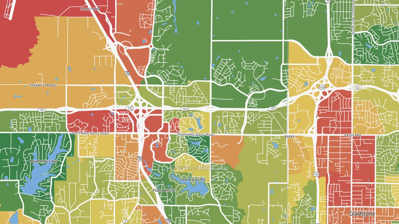 Coves North, Kansas City, MO Map of Theft Rates