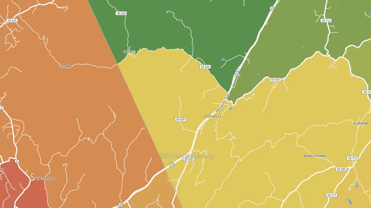 Covesville, VA Map of Theft Rates