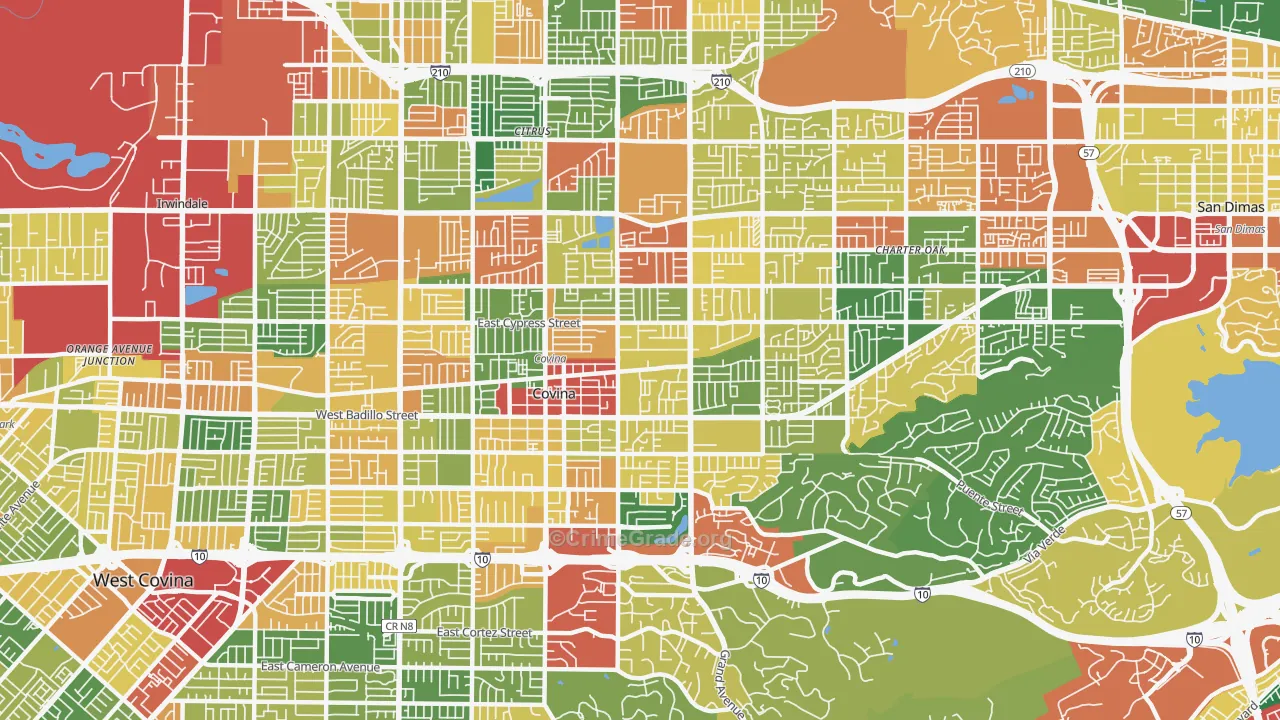 Covina, CA Map of Theft Rates
