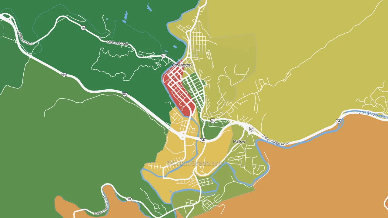 Covington City, VA Map of Theft Rates